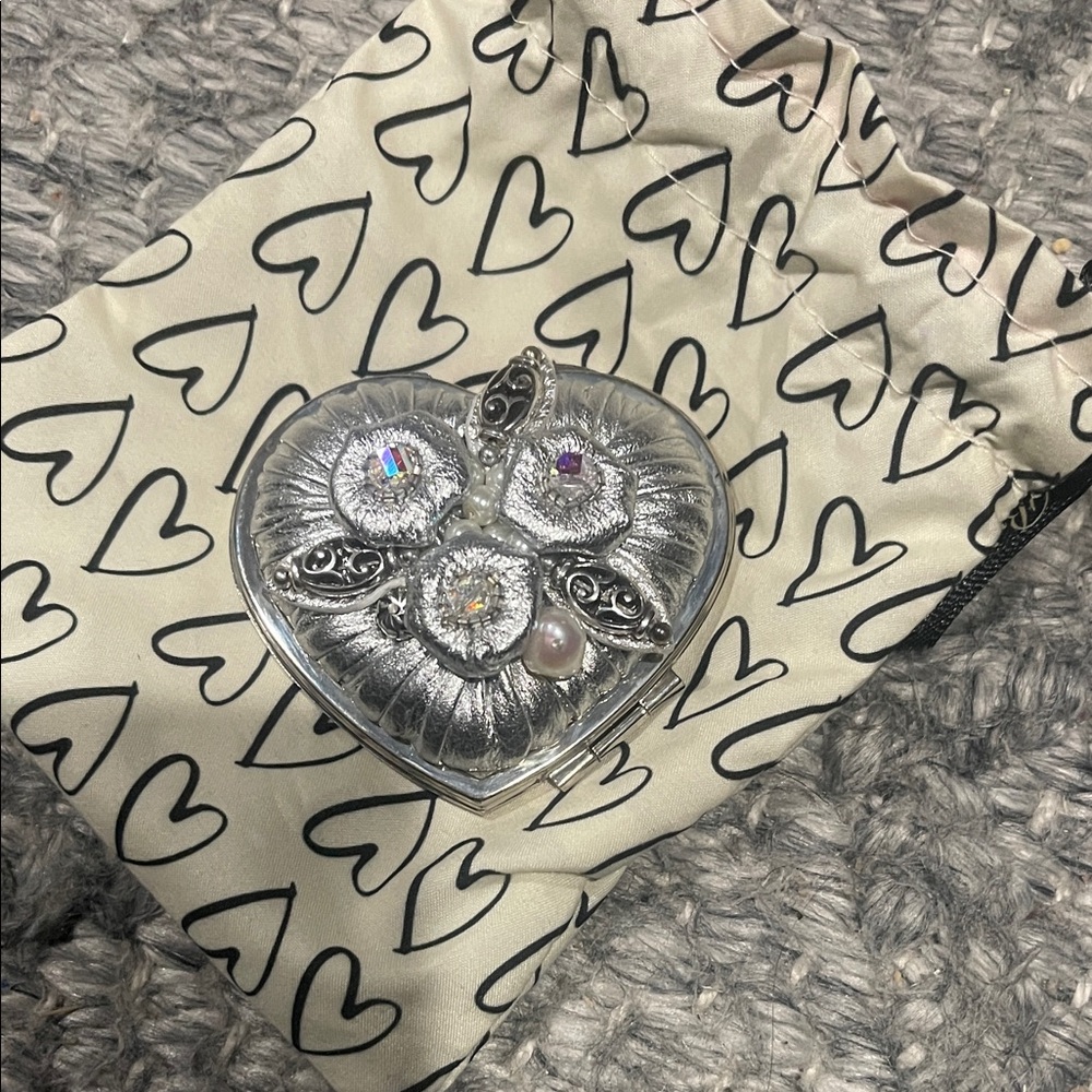 Brighton Silver Heart Compact Mirror with Jewel Details